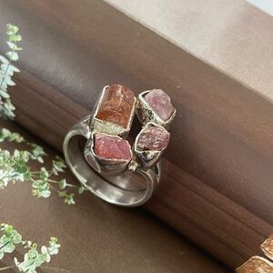 Tourmaline Rough Ring in 925 Sterling silver US:8 “EARTHY”